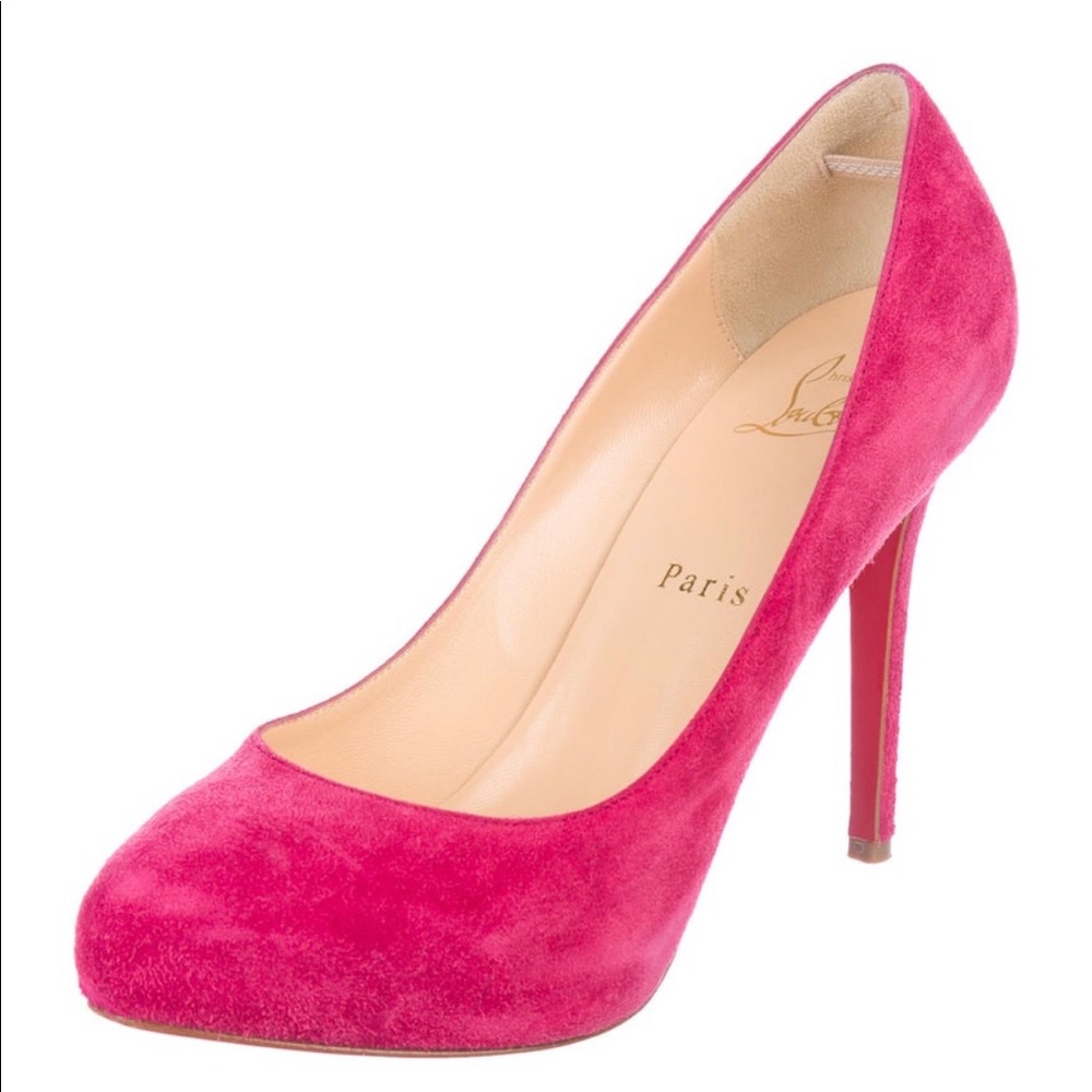 Christian Louboutin Suede round toe pumps pink